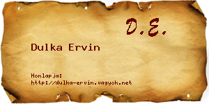 Dulka Ervin névjegykártya