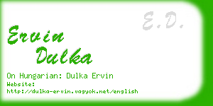 ervin dulka business card